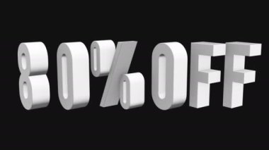 3d harfleri kapalı yüzde 80'i siyah arka plan üzerine döndürmek