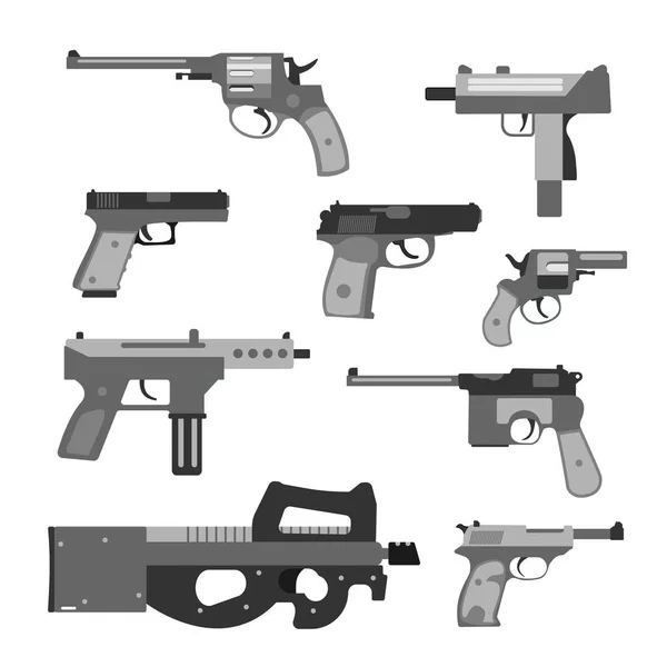 Weapons vector handguns collection. — Stock Vector