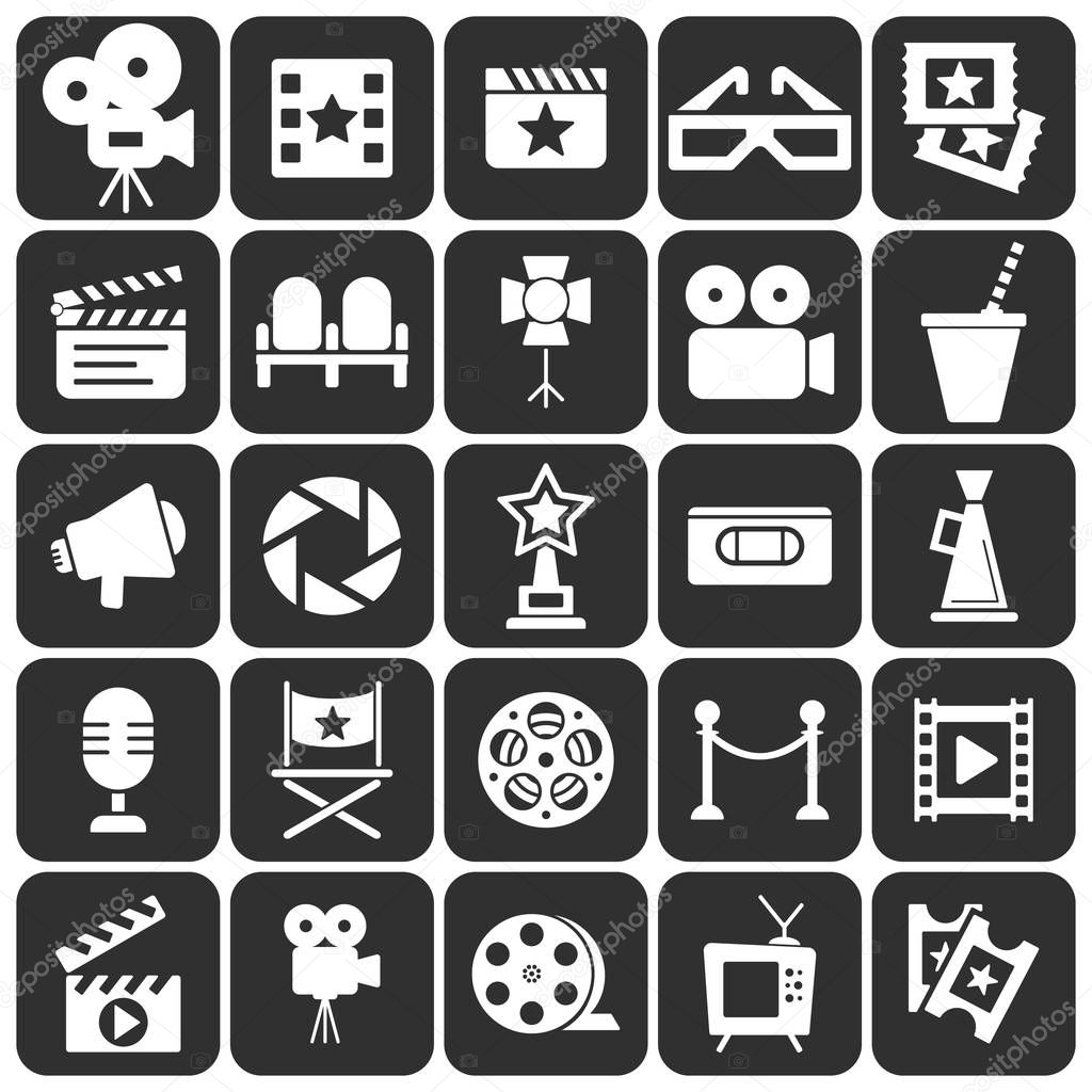 Cinema retro movies icons set. Template vector concept.
