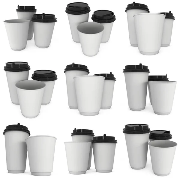 Disponibla kaffekoppar. Blankt papper mugg — Stockfoto
