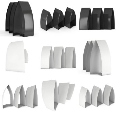 Boş kağıt çadır kartları. 3D render.