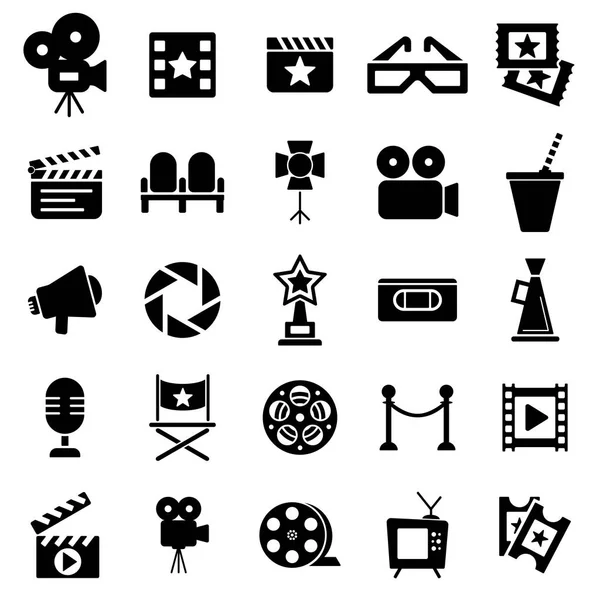 Conjunto de iconos retro de cine — Archivo Imágenes Vectoriales