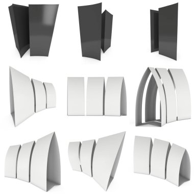 Boş kağıt çadır kartları. 3D render.