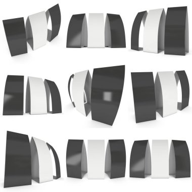 Boş kağıt çadır kartları. 3D render.