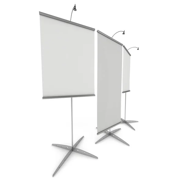 Blank Roll Up Expo Banner Stand Group — Stock Photo, Image