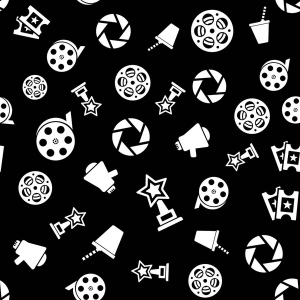 Cinema retro movies icons seamless pattern — Stock Vector