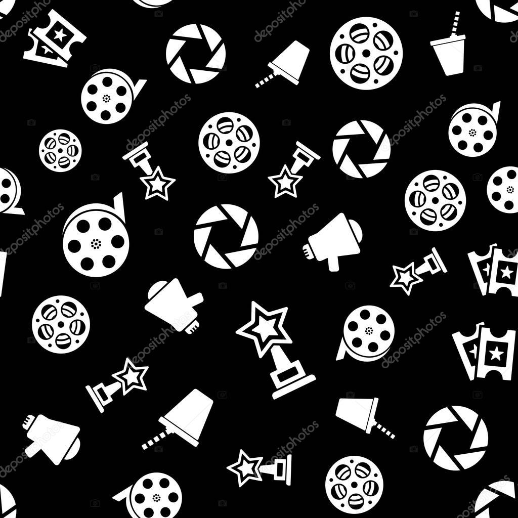 Cinema retro movies icons seamless pattern