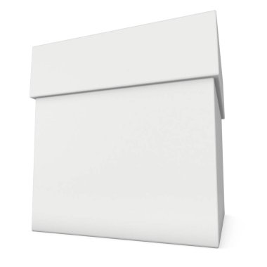 Beyaz kutu beyaz zemin üzerine izole