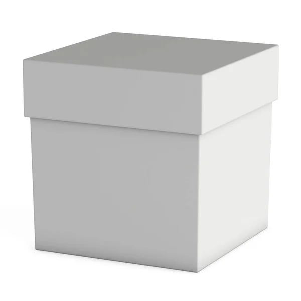 Белая коробка на белом фоне — стоковое фото