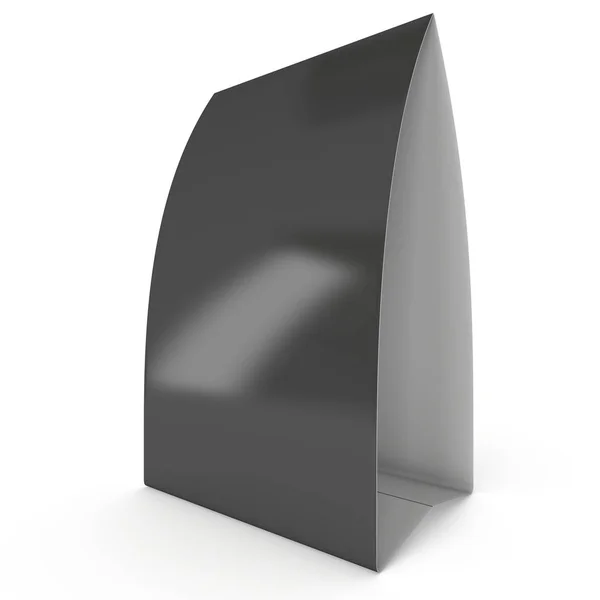 Schwarze Zeltkarte aus Papier. 3D-Darstellung. — Stockfoto