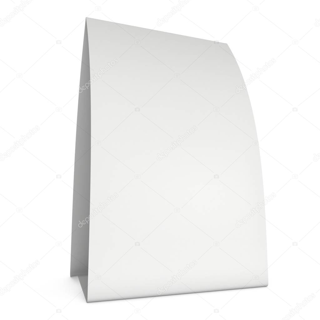 Blank paper tent card. 3d render.