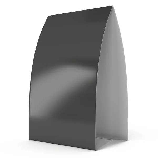 Schwarze Zeltkarte aus Papier. 3D-Darstellung. — Stockfoto