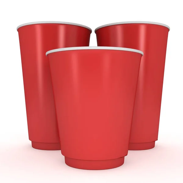 Copos descartáveis para bebidas. Caneca de papel vermelho — Fotografia de Stock