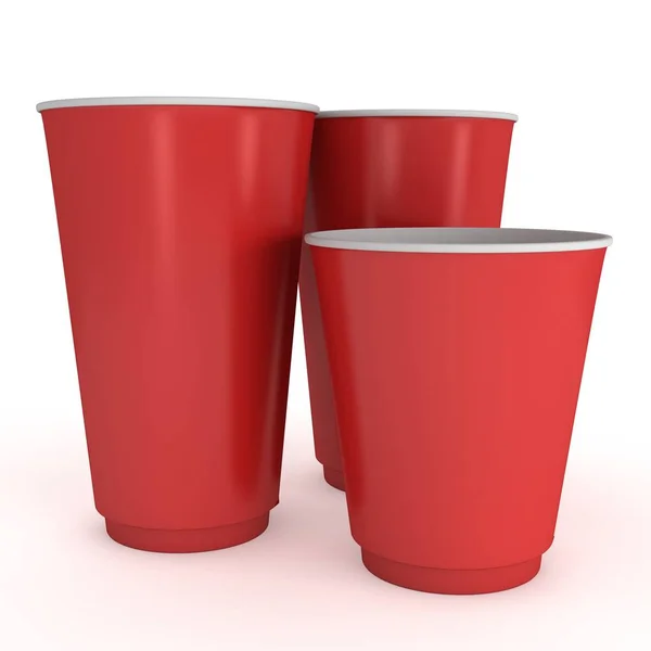 Vasos desechables. Taza de papel rojo — Foto de Stock