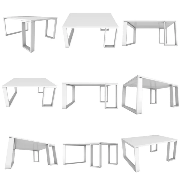 Biały stół 3d — Zdjęcie stockowe