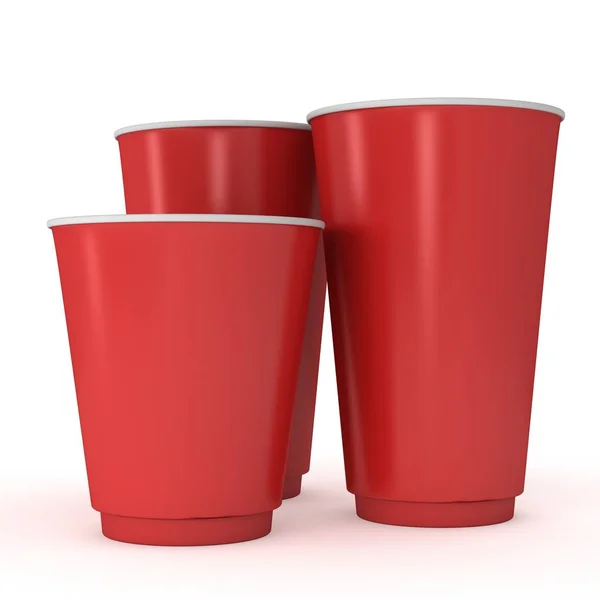 Wegwerp drankje bekers. Rood papier mok — Stockfoto