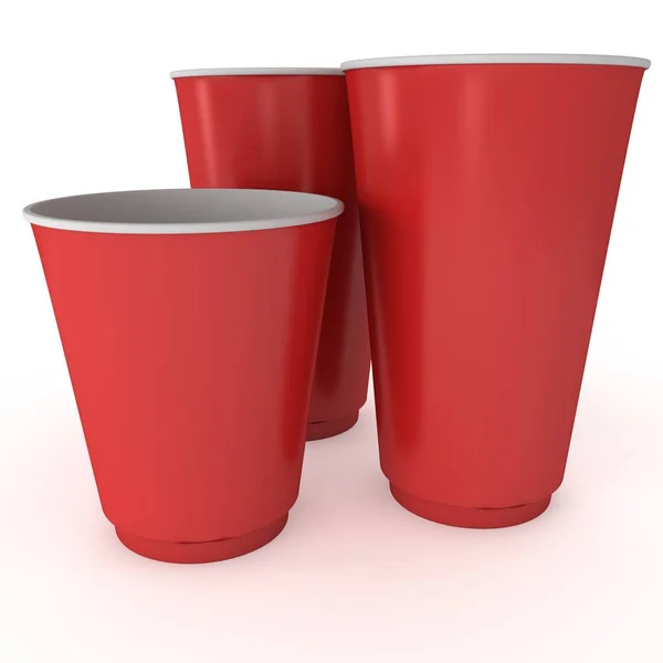 Disposable drink cups. Red paper mug — Stock Photo, Image