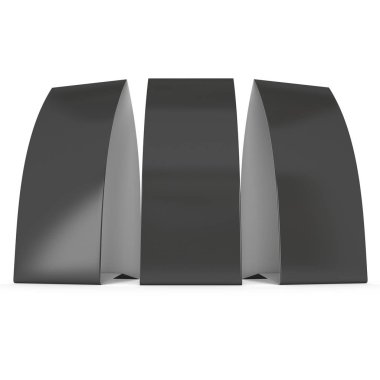 Siyah kağıt katlanmış kart. 3D render.