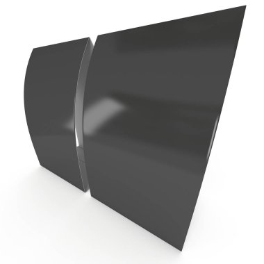 Siyah kağıt katlanmış kart. 3D render.