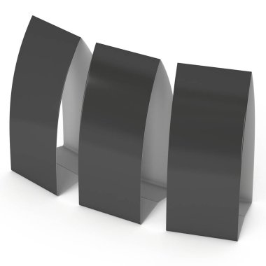 Siyah kağıt katlanmış kart. 3D render.