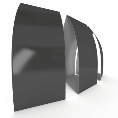 Siyah kağıt katlanmış kart. 3D render.