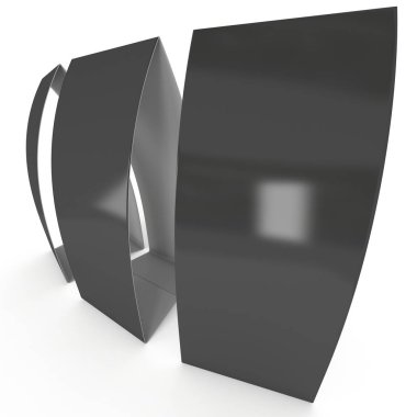 Siyah kağıt katlanmış kart. 3D render.