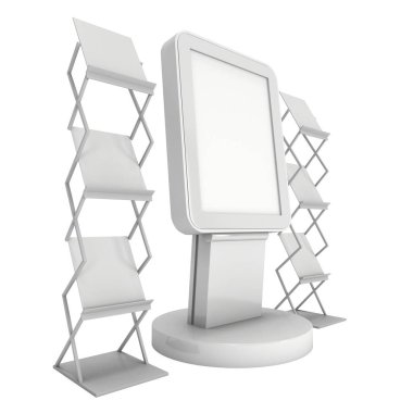 LCD ekran stand ve dergi raf.