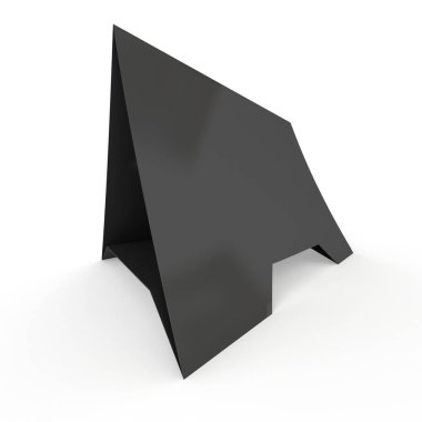Siyah kağıt katlanmış kart. 3D render.