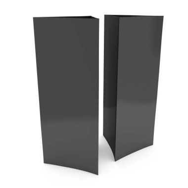 Siyah kağıt katlanmış kart. 3D render.