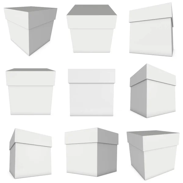 Caja blanca aislada sobre fondo blanco — Foto de Stock