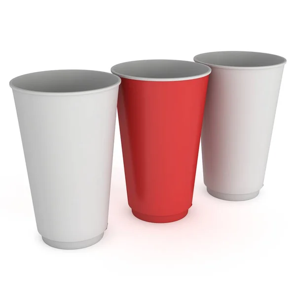 Disposable drink cups. Red paper mug — Stock Photo, Image