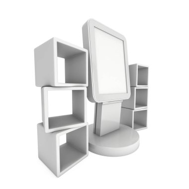 LCD ekran stand ve kutuları görüntüler