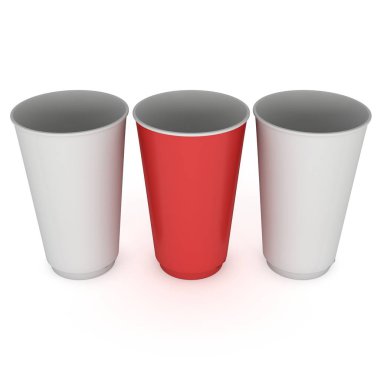 Tek kullanımlık içki bardak. Kırmızı kağıt kupa