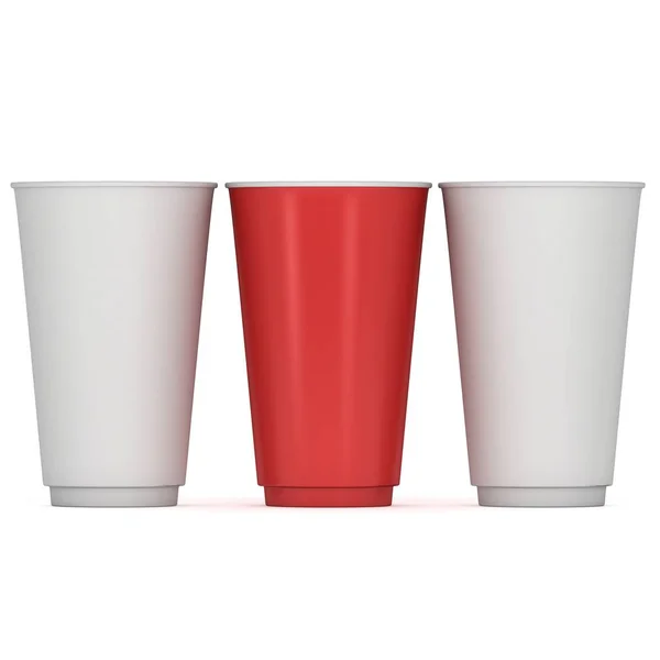 Tasses à boisson jetables. Tasse en papier rouge — Photo