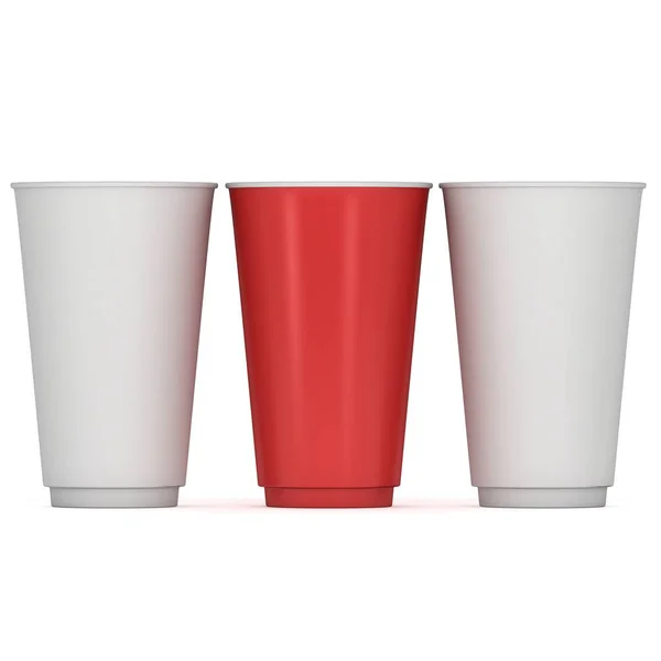 Disposable drink cups. Red paper mug — Stock Photo, Image