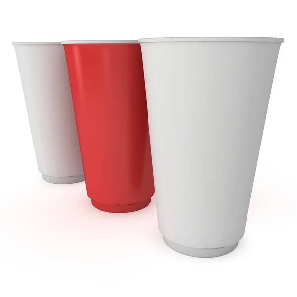 Disposable drink cups. Red paper mug — Stock Photo, Image