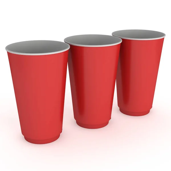 Одноразовые стаканчики. Красная бумажная кружка — стоковое фото