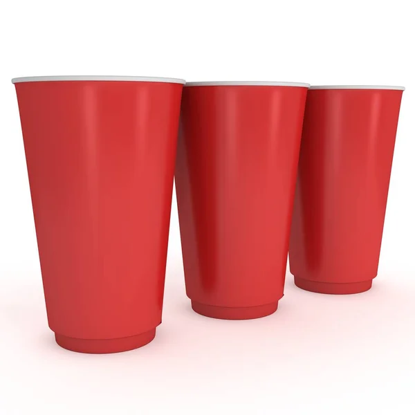 Vasos desechables. Taza de papel rojo — Foto de Stock