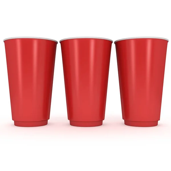 Disposable drink cups. Red paper mug — Stock Photo, Image