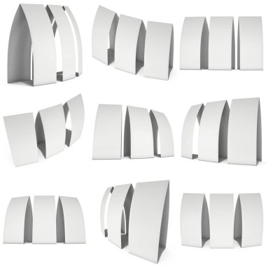 Boş kağıt katlanmış kart. 3D render.