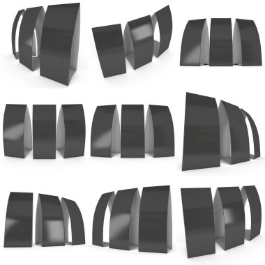 Siyah kağıt katlanmış kart. 3D render.