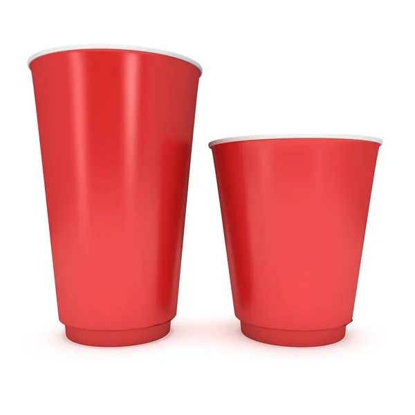 Vasos desechables. Taza de papel rojo — Foto de Stock