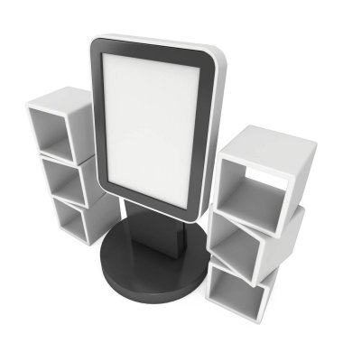 LCD ekran stand ve kutuları görüntüler