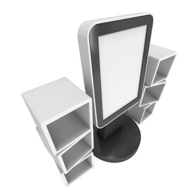 LCD ekran stand ve kutuları görüntüler