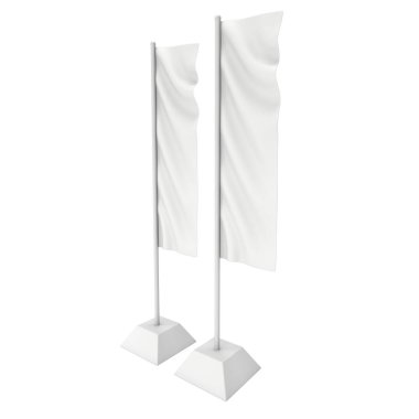 Bayrak boş Expo afiş standı. 3D