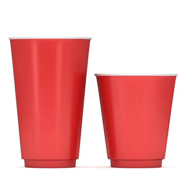 Disposable drink cups. Red paper mug — Stock Photo, Image