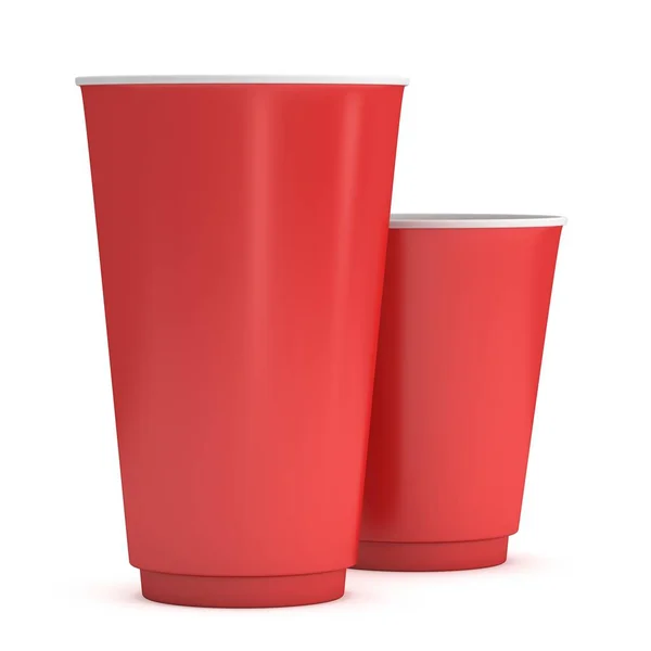 Wegwerp drankje bekers. Rood papier mok — Stockfoto