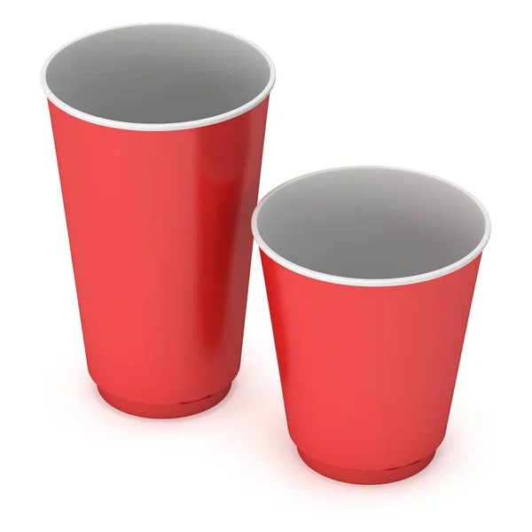 Disposable drink cups. Red paper mug — Stock Photo, Image