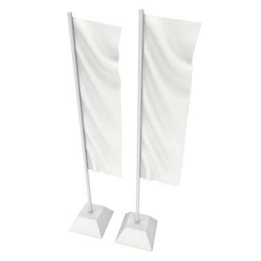 Bayrak boş Expo afiş standı. 3D