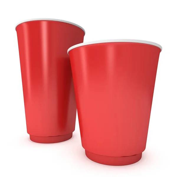 Tek kullanımlık içki bardak. Kırmızı kağıt kupa — Stok fotoğraf